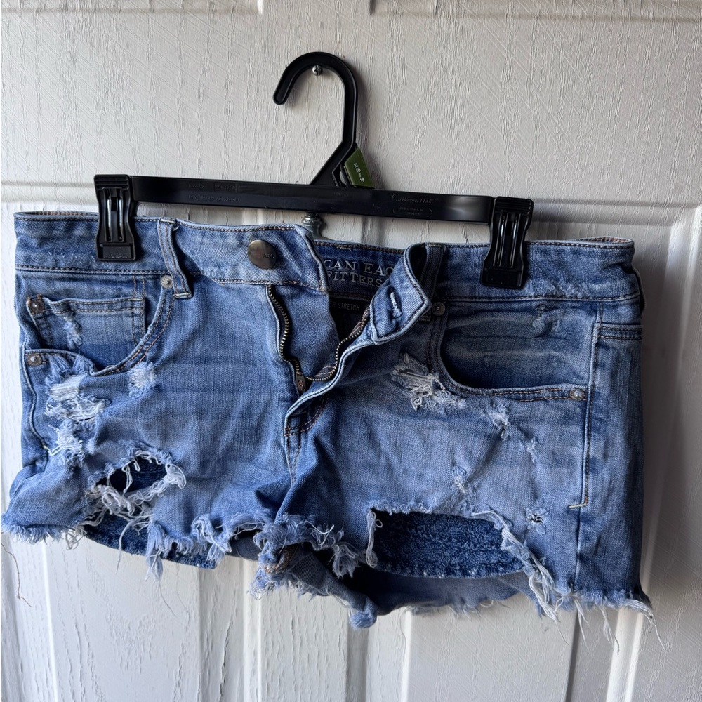 American Eagle Outfitters Light Blue Ripped Jean Shorts